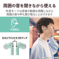 ワイヤレスイヤホン Bluetooth ノイズキャンセリング Type-C 充電 グリーン LBT-TWS15GN エレコム 1個