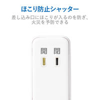 USB充電器 電源タップ コンセント×2 USB-A×2 ほこりシャッター 白 MOT-U07-22WH エレコム 1個（直送品）