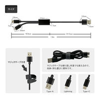 Lightning & USB Type-Cケーブル 1.5m ツイン給電 USB-A ライトニング 1本 vodaview