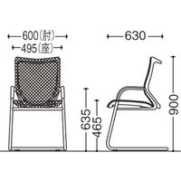 バロンゲストチェア 固定肘 背・座スタンダード クロームメッキ×ブラック ライムグリーン CP72AR FDH6（直送品）