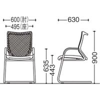 バロンゲストチェア 固定肘 背スタンダード・座クッション クロームメッキ×ブラック レッド CP72BR FDF9（直送品）