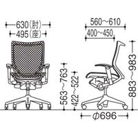 CP87DR FDF6 バロン チェア EXハイバック 固定ヘッドレスト 可動肘 背スタンダード・座クッション シルバー×ブラック ライムグリーン（直送品）