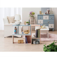 白井産業 コの字ラック 木製 背面化粧処理済 ライトブルー×ホワイト 幅590×奥行234×高さ295mm 1台（直送品）