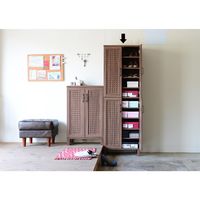 佐藤産業 GENKA ジェンカ シューズボックス ブラウン 幅580×奥行350×高さ1732mm GK175-60 1台（直送品）