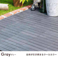 三栄コーポレーション 人工木ウッドパネル ウッドタイル 64枚セット ストライプ/グレー A1--WTL64STRGY_AS（直送品）