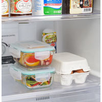 ヨシカワ 4点ロック式ガラス保存容器370 4209336 1個（直送品）