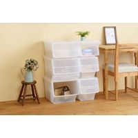 SANKA 収納ボックス 前開き ナチュラ フロック 30 スリム 深型 幅29×奥行46×高さ31cm 4段階ストッパー 278869 1個