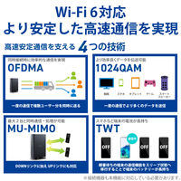WiFi 無線LAN ルーター 親機 Wi-Fi6E グレー WRC-XE5400GS-G エレコム 1個