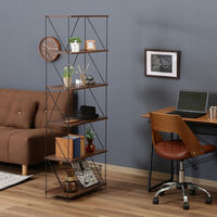 不二貿易 EZBO ワイヤーラック ６段 幅620×奥行310×高さ1700mm ミディアムブラウン 77547 1台（直送品）