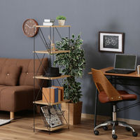 不二貿易 EZBO ワイヤーラック ５段 幅420×奥行310×高さ1365mm オークナチュラル 77564 1台（直送品）