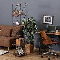 不二貿易 EZBO ワイヤーラック ６段 幅420×奥行310×高さ1700mm ミディアムブラウン 77546 1台（直送品）