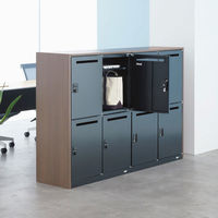 オカムラ スチール収納VILLAGE ４人用モバイル収納（シリンダー錠） 本体（下置き） 幅800×奥行400×高さ1100mm ブラック 1台（取寄品）