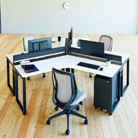 Ceha プレノデスクシステム 平机 引出し付き ホワイト天板/ブラック脚 幅1400×奥行600×高さ720mm 1台 (4梱包)