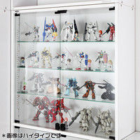 充英アートJAJANコレクションラック幅833mm汎用285mm奥行 ロータイプ ホワイト ガラス扉&ガラス棚&ロック付き CR-T8329LW 1台（直送品）