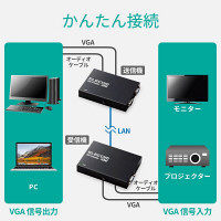 D-Sub15ピンケーブル VGAエクステンダー LANケーブル使用で最大300m延長 VEX-VGA3001S エレコム 1個 (直送品)（直送品）