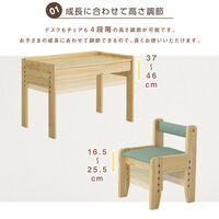 ホームテイスト 【Ortus（オルトゥス）】 キッズデスク＆チェアセット 幅700×奥行420×高さ490mm くすみグリーン 1台（直送品）