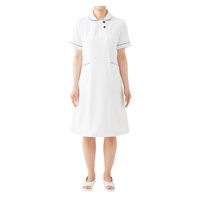 住商モンブラン ナースワンピース 半袖 白×ネイビー LL 73-1958 1枚　白衣