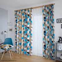 スミノエ PEANUTS セミオーダー カーテン スリーピースヌーピー 2200×1450mm ブルー 1セット(2枚入)（直送品）