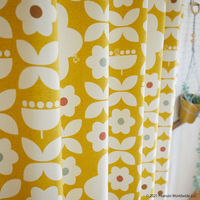 スミノエ PEANUTS セミオーダー カーテン フラワーメイズ 2300×1200mm イエロー 1セット(2枚入)（直送品）
