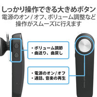 片耳用Bluetoothヘッドセット 音楽・通話両対応 約6時間連続再生 LBT-HS11BK エレコム（直送品）