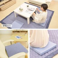 1枚 接触冷感 ヘタラーズ ネイビー 約40×40×4cm 低反発 ひんやり クール 座布団 クッション シートクッション 冷たい 硬め（直送品）