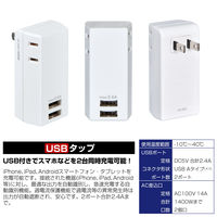 朝日電器 USBタップ2個口2ポート2.4A UA-222L 1個