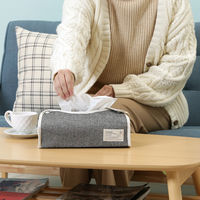 LB ティッシュケース ヘリンボーン ブラック 27627 1袋(6個入) 不二貿易（直送品）