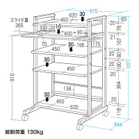 サンワサプライ　スチール製ハイスタンドパソコンラック（幅670×奥行644×高さ1071mm）　（直送品）