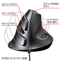 サンワサプライ　有線マウス　ブラック　エルゴノミクス形状/リストレスト付/レーザー方式/5ボタン　MA-ERG5　（直送品）