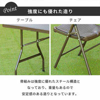 三栄コーポレーション 屋外利用、水洗い可能 ラタン調 折りたたみガーデンテーブル・チェア 7点セット A1--MKT180TBL7S_AS（直送品）