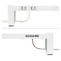 サンワサプライ 電源タップ+USBハブ付き机上ラック(W1000mm・ホワイト) MR-LC206WN 1台（直送品）