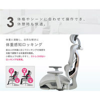 Netforce オフィスチェア メッシュ ヘッドレスト付 リクライニング ブラック×インディゴブルー 1脚（直送品）