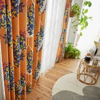 スミノエ デザインライフ セミオーダー カーテン ハンキング 2200×2300mm オレンジ 1セット(2枚入)（直送品）