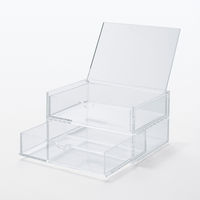 無印良品 重なるアクリルケース2段フタ付引出 約幅17.5×奥行13×高さ9.5cm 1セット（2個） 良品計画