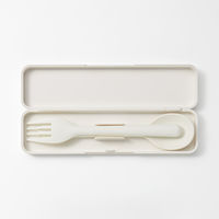 無印良品 フォーク＆スプーンセット 白 約幅18×奥行5×高さ2cm 良品計画