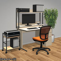 【車上渡し】アール・エフ・ヤマカワ ワークデスク2 机上棚ハイシェルフ 幅986×奥行280×高さ800mm ナチュラル 1台（直送品）