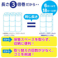 トイレットペーパー シングル 3倍長持ち 150m 再生紙配合 スコッティフラワーパック 1パック（6ロール入）花の香り　クレシア