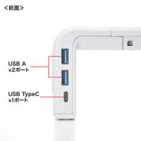 サンワサプライ USB Type-C接続ハブ付き机上ラック(ホワイト) MR-LC210CHW 1個（直送品）