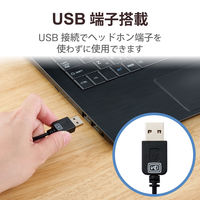 ヘッドセット USB接続 マイク搭載 両耳オーバーヘッド 大型 ヘッドホン HS-HP02SUBK エレコム（直送品）
