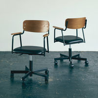 ジャーナルスタンダードファニチャー タスクチェア ブラック 1脚 幅560×奥行580×高さ755～860mm キャスター付き PVCレザー