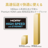 エレコム HDMIケーブル/Premium/やわらか/1.5m/ブラック DH-HDP14EY15BK 1個