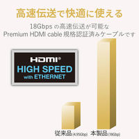 HDMIケーブル 1ｍ PremiumHDMIケーブル 超スリム ブラック DH-HDP14SS10BK エレコム 1個
