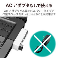 USBハブ 直挿し USB-A×3ポート USB2.0 スイングコネクタ 白 U2H-TZ325BWH エレコム 1個