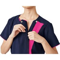 フォーク レディスジップスクラブ ダークネイビー×チェリーピンク S 7023SC-27 1枚　スクラブ