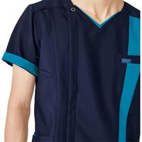 フォーク メンズジップスクラブ ダークネイビー×ターコイズ BL 7058SC-17 1枚　スクラブ