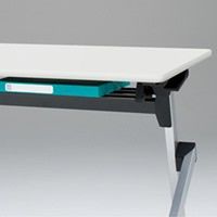 【組立設置込】イトーキ 折りたたみテーブル天板抗菌 幕板付（棚付）ファインウォールナットL 幅1200×奥行450×高さ720mm（直送品）