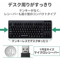 ワイヤレスキーボード マウスセット 無線 テンキーレス コンパクト メンブレン ブラック TK-FDM105MBK エレコム 1個