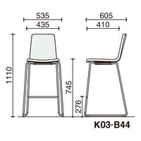 【組立設置込】コクヨ ミケット ハイチェア 黒脚 張りぐるみ 布 ディムグレー 1脚（直送品）