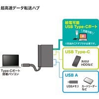 USBハブ　USB3.2Gen2　USB-C　Type-C×2、USB3.2Gen2×2　USBポート　USB-3TCH17BK　サンワサプライ　1個（直送品）