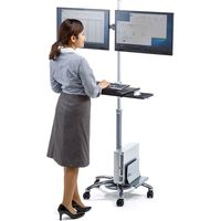 サンワサプライ キーボード台CPUスタンド付17～24型 2画面液晶モニタスタンド 幅774×奥行710×高さ1720mm CR-LAST27 1個（直送品）